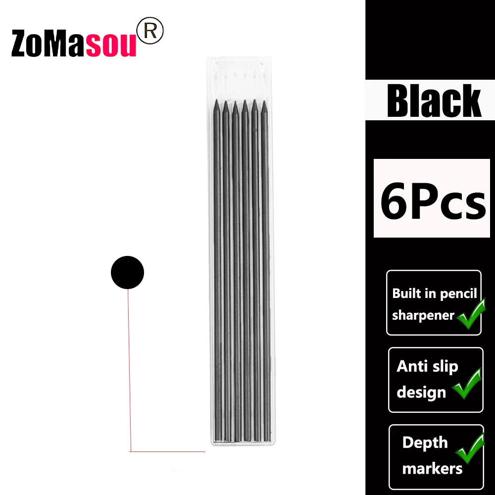 Top Solid Carpenter Mechanical Pencil Woodworking Long Head Deep Hole Markers Pen Pencils Refill Leads Sharpener Stationery