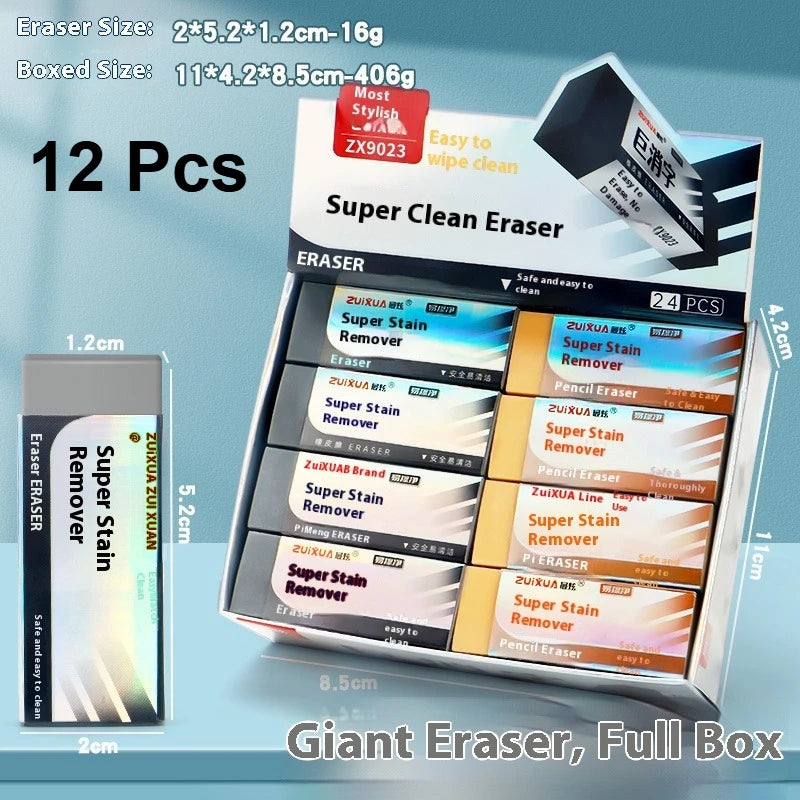 12/24 Pcs Eraser Clean No Trace Eraser For Students' Art Painting Daily Write for Kids School Art Supplies Office Stationery