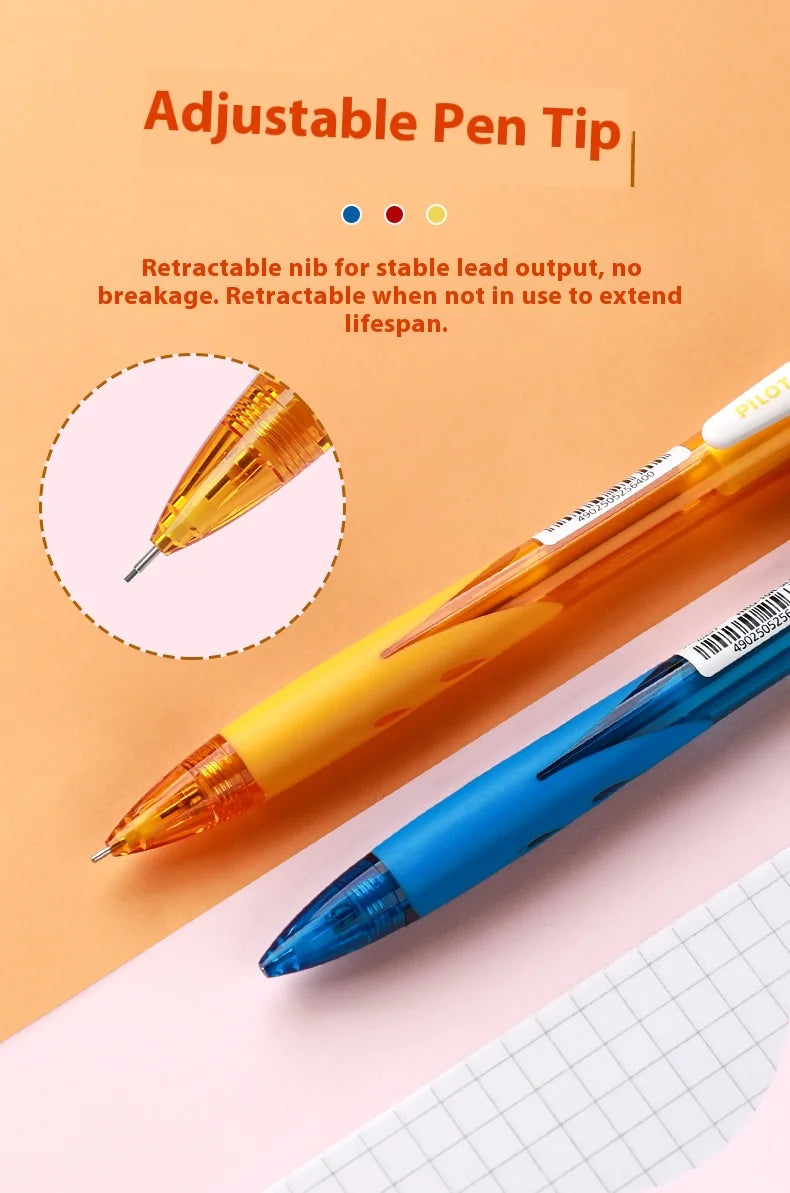 Pilot HRG-10R Mechanical Pencil 0.5mm Colorful Barrel Soft Grip Retractable Nib Anti-Breakage Lead Propelling Pencils Gift Idea