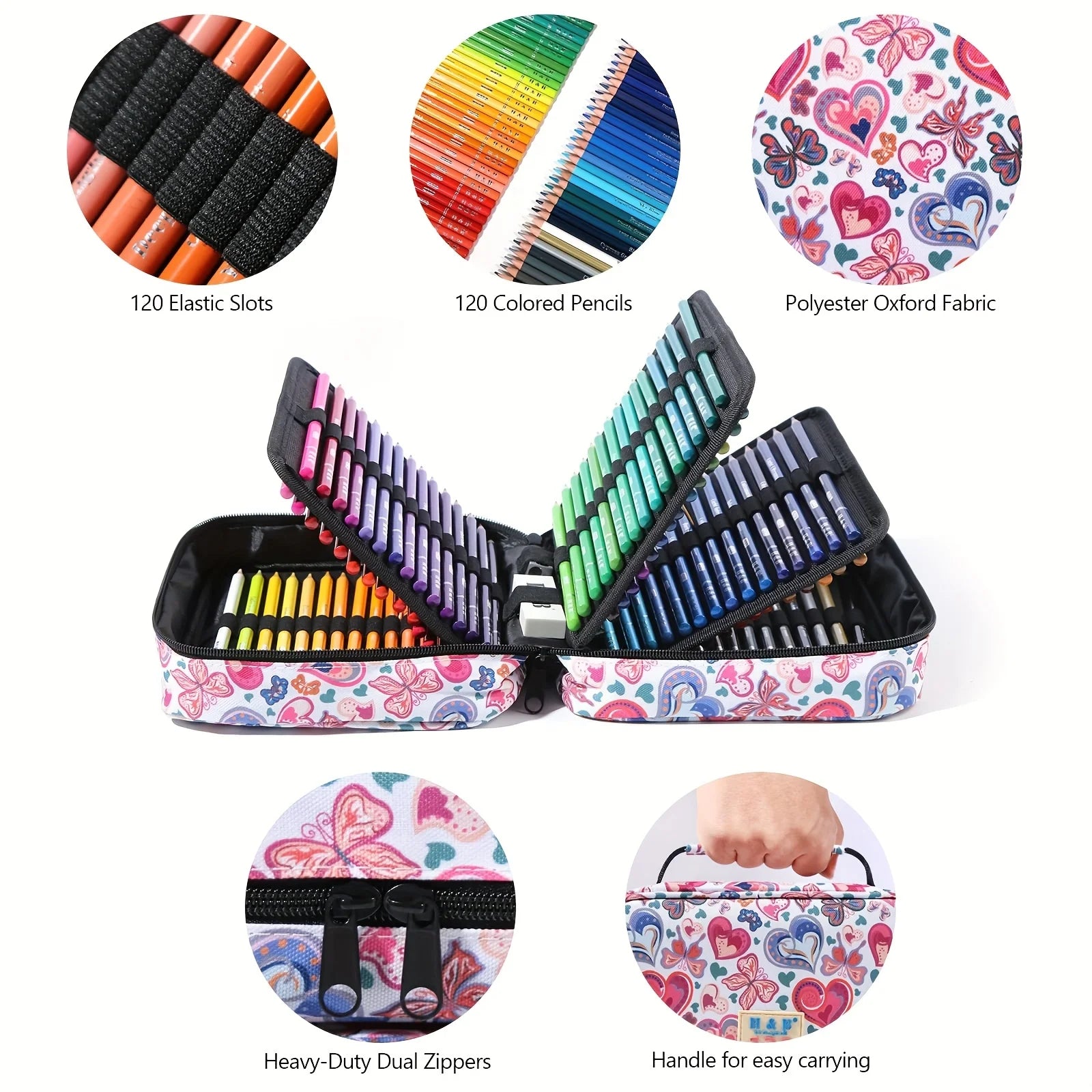 1pc Colored Pencil Case 50/72/120 Slots, Large Capacity Pen Pencil Case, Gel Pens Organizer Zipper Carrying Portable Suitable