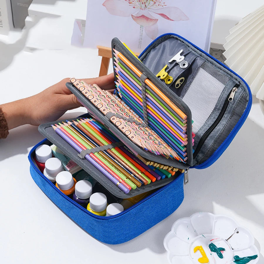 72 Holes Colored Lead Pencils Storage Bag Black Red Colors Large Capacity Case Box Holder School Supplies Stationery Student