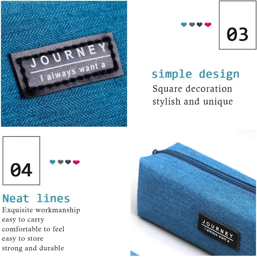 Small Pencil Bag Zipper Makeup Brush Holder Canvas Pencil Case Pouch Box Organizer Gift for School Student Teen Adults Travel
