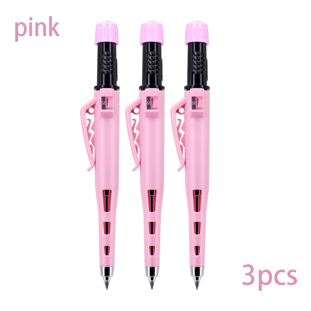 Multicolored 2.8mm Woodworking Mechanical Pencil with Sheath Built In Pencil Sharpener Long Headed Deep Hole Marking Pencil