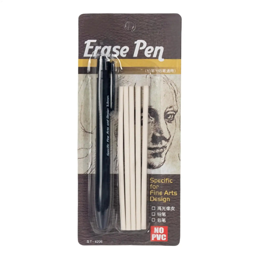 Retractable Eraser Mechanical Erasing Pencil Retractable Eraser Pen 3.8mm Thin Tip With 5 Refills For Artists Drafting Drawing