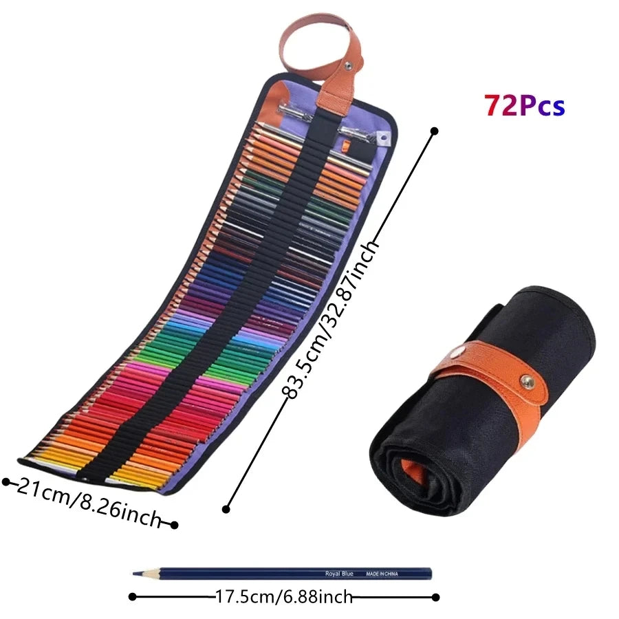 50/72PCS Colored Pencils Set With Canvas Roll-Up Vibrant Color Pencil Art Supplies Stationery, 3PCS Colored Black Wood Pencils