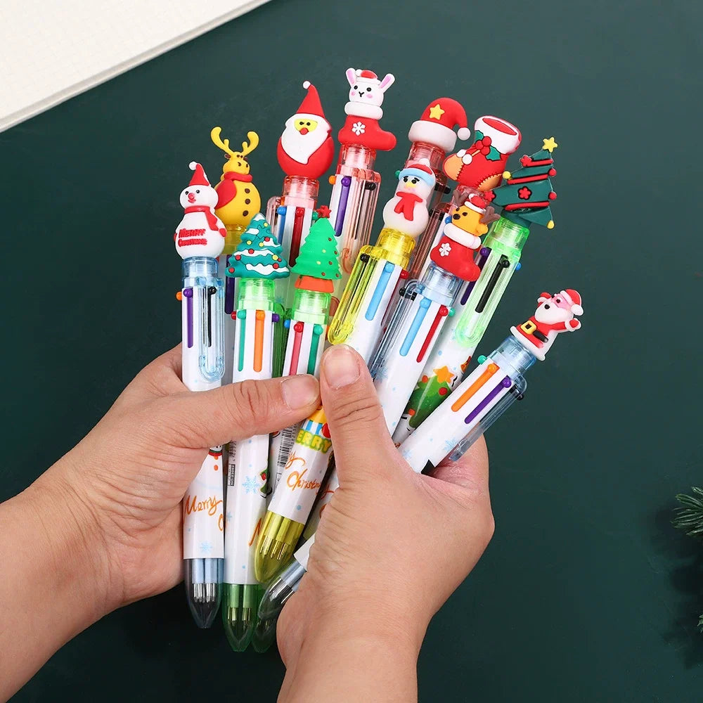 30Pcs/Lot Kawaii Christmas Series Multicolor Ballpoint Pen Cute Cartoon Santa Claus 10Color 6Color 4Color Pens School Kids Gifts