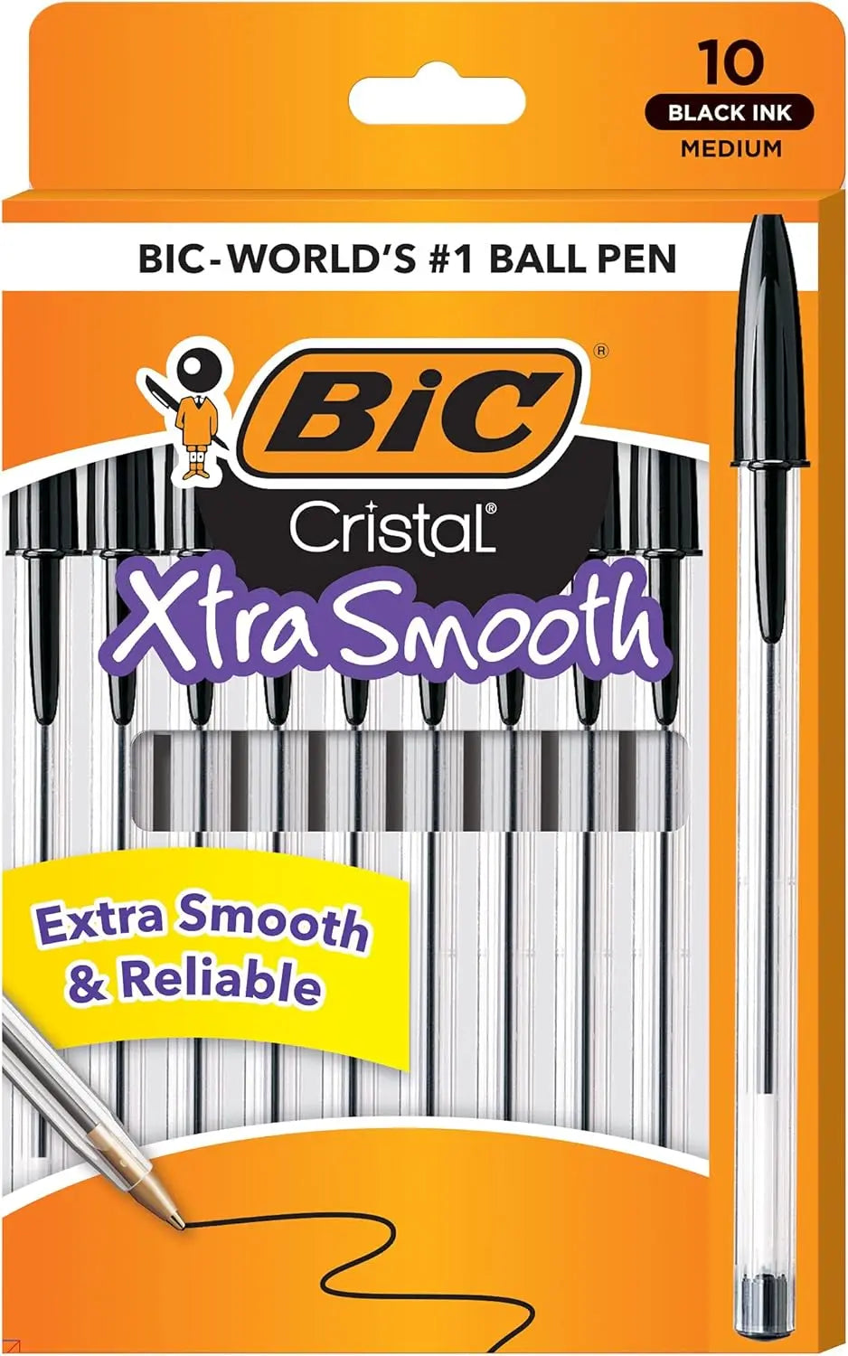 BIC Cristal Bold Crystal Pen Black Blue Red Ballpoint Pen School Supplies Office Supplies
