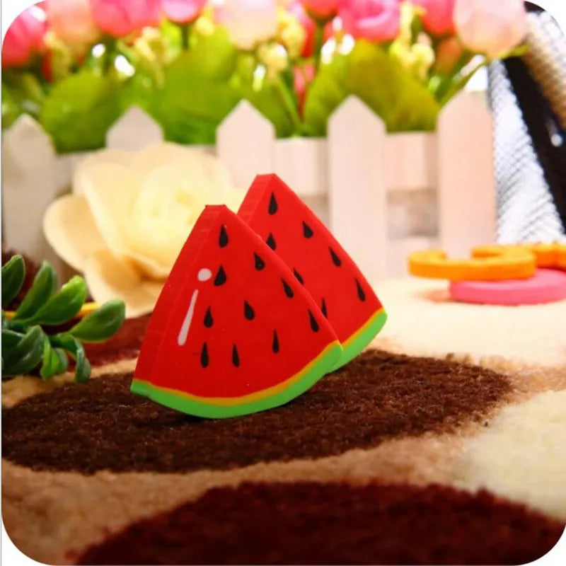1pc/ Sweet Fruit Slice Shape Eraser Watermelon Grape Kiwi Fruit Erasers Kawaii Stationery Student Gift Office School Supply