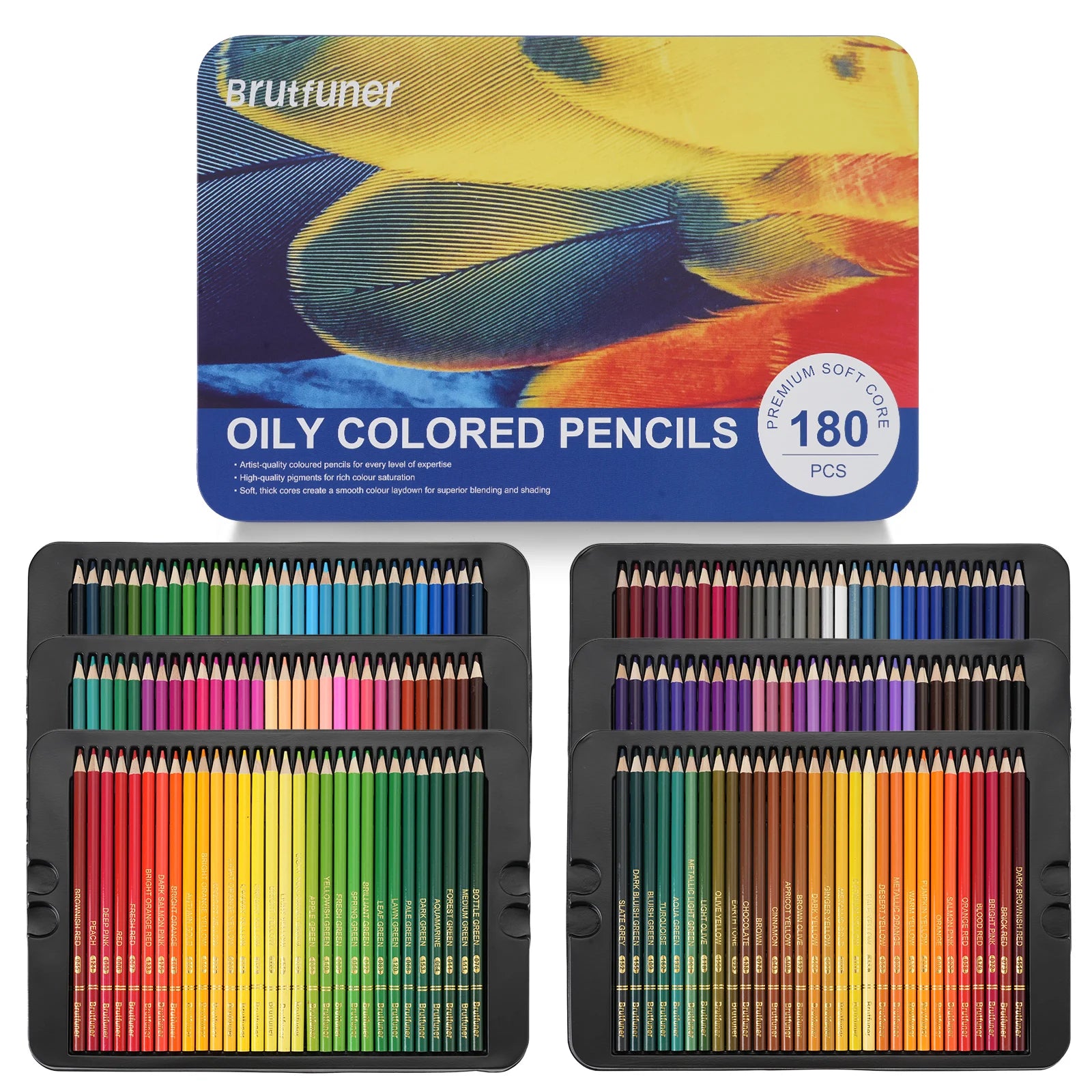 Pro Oily Colored Pencils,Set of 180/240/300/520 Colors,Artists Soft Core with Vibrant Color,Ideal for Drawing Sketching Shading
