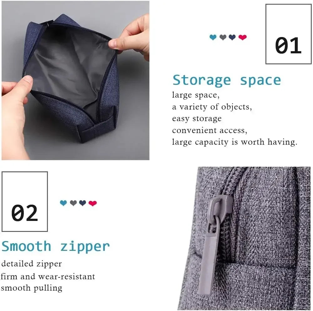 Small Pencil Bag Zipper Makeup Brush Holder Canvas Pencil Case Pouch Box Organizer Gift for School Student Teen Adults Travel