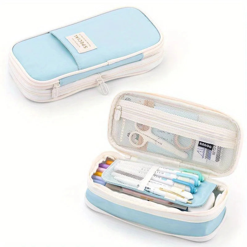 Extra large capacity pencil case, simple pencil case, waterproof fabric, suitable for students office supplies desktop organizer