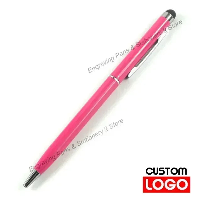 100 Pcs 13-color Metal 2-in-1 Stylus Universal Ballpoint Pen Custom Logo Office School Advertising Pen Text Engraving Wholesale