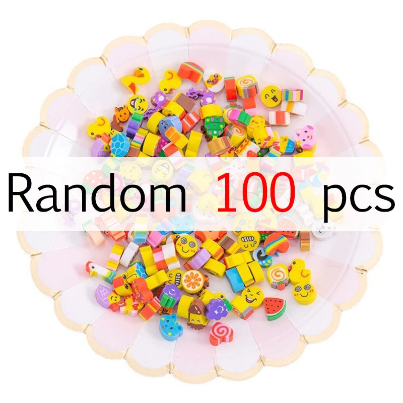 20/40/100/200PCS Mini Eraser Set Cartoon Animal Space Fruit Dishe Shape Eraser Stationery Reward Gift Desk Pet Carnival Gift ZYF
