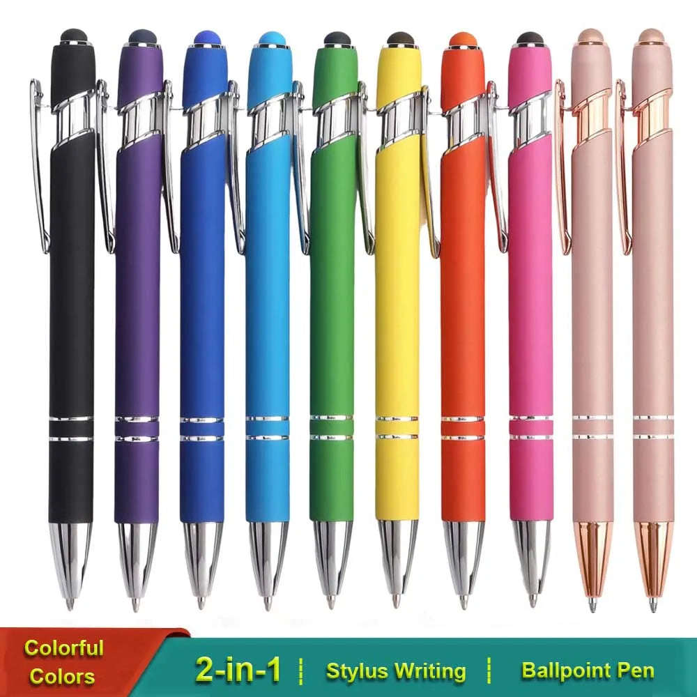 5-12Pieces Ballpoint Pen with Stylus Tips, Metal, 2 in 1 Stylus Ballpoint Pen 1.0 mm Black Ink  for Smartphone, Tablet