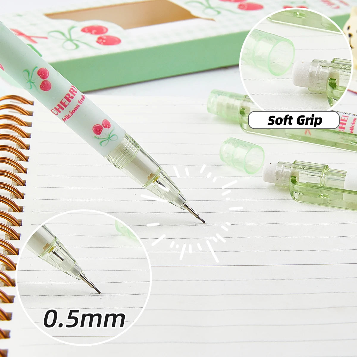 4pcs 0.5mm Mechanical Pencils with Eraser, Smooth Writing Erasable Automatic Pencils for School, Office, Back-to-School Gifts