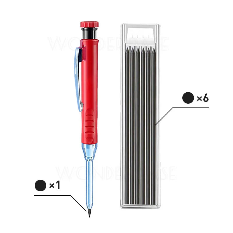 5 Colors 40mm Long Head Carpenter Mechanical Pencil Deep Hole Marker Pencil for Woodworking Construction Home Improvement