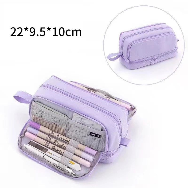 Pencil Case Large Capacity Pencil Pouch Portable 3 Layers Pen Bag Gift for Office School Back To School Stationery Storage Bags