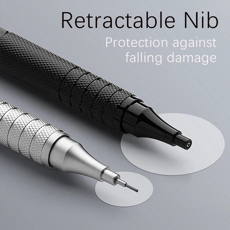 0.3/0.5/0.7/2.0mm Mechanical Pencil Low Center of Gravity Metal Drawing Special Pencil Office School Writing Art Supplies