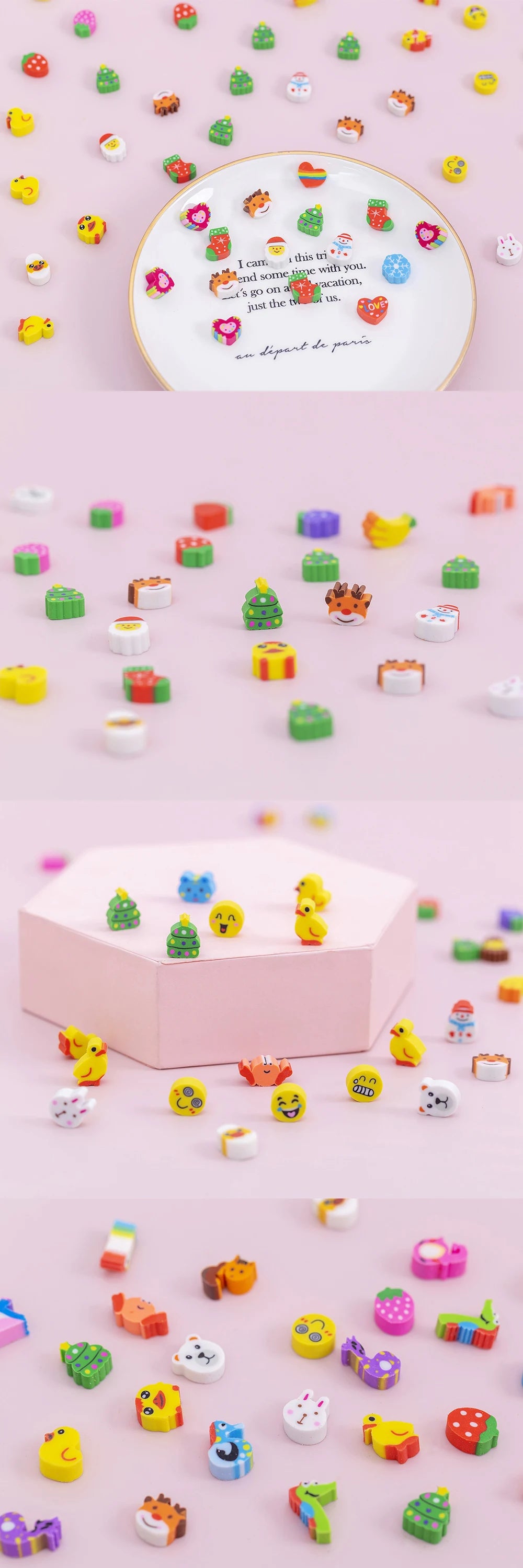 20/40/100/200PCS Mini Eraser Set Cartoon Animal Space Fruit Dishe Shape Eraser Stationery Reward Gift Desk Pet Carnival Gift ZYF
