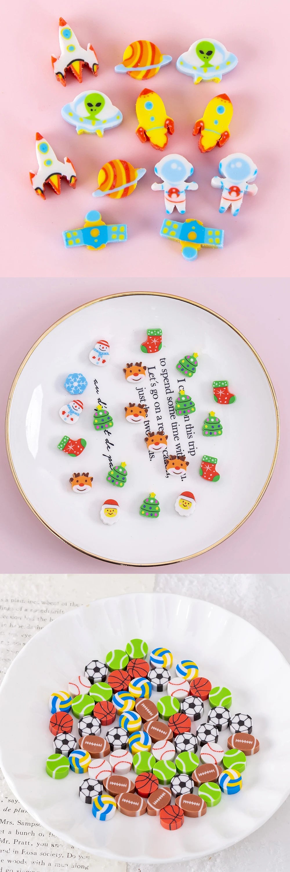 20/40/100/200PCS Mini Eraser Set Cartoon Animal Space Fruit Dishe Shape Eraser Stationery Reward Gift Desk Pet Carnival Gift ZYF