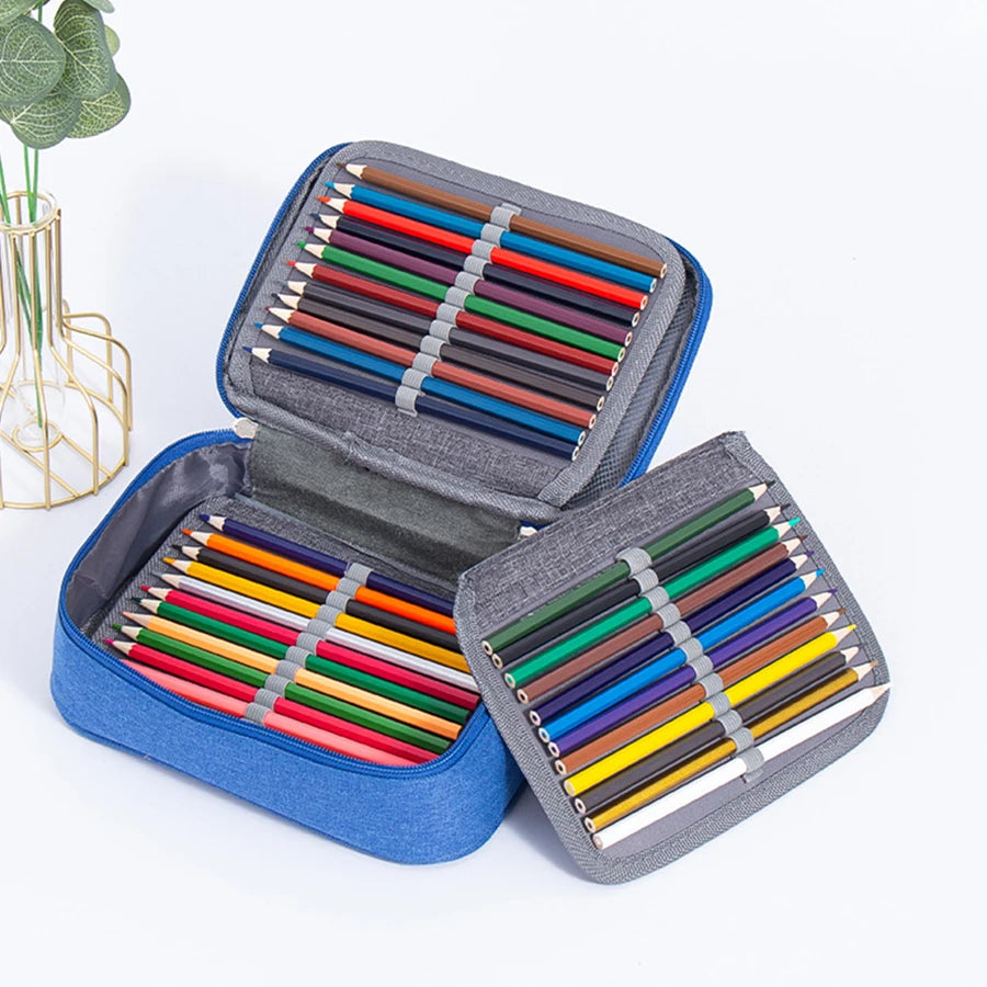 72 Holes Colored Lead Pencils Storage Bag Black Red Colors Large Capacity Case Box Holder School Supplies Stationery Student
