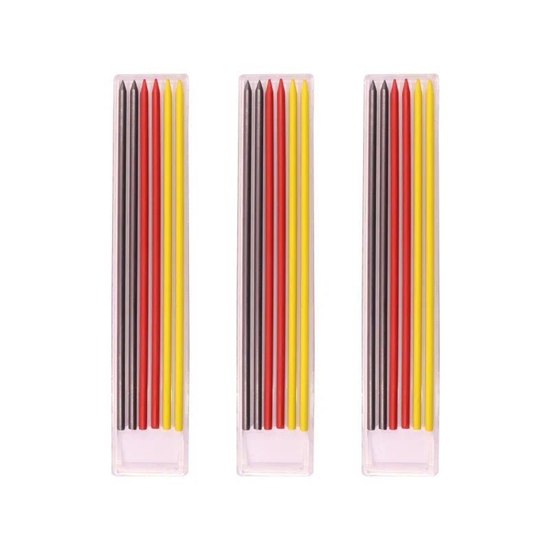 Solid Carpenter Pencil Woodworking  Mechanical 3 Colors Refill Construction Marking Scriber Lead Built-in Sharpener