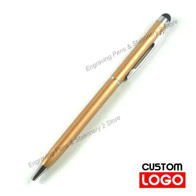 100 Pcs 13-color Metal 2-in-1 Stylus Universal Ballpoint Pen Custom Logo Office School Advertising Pen Text Engraving Wholesale