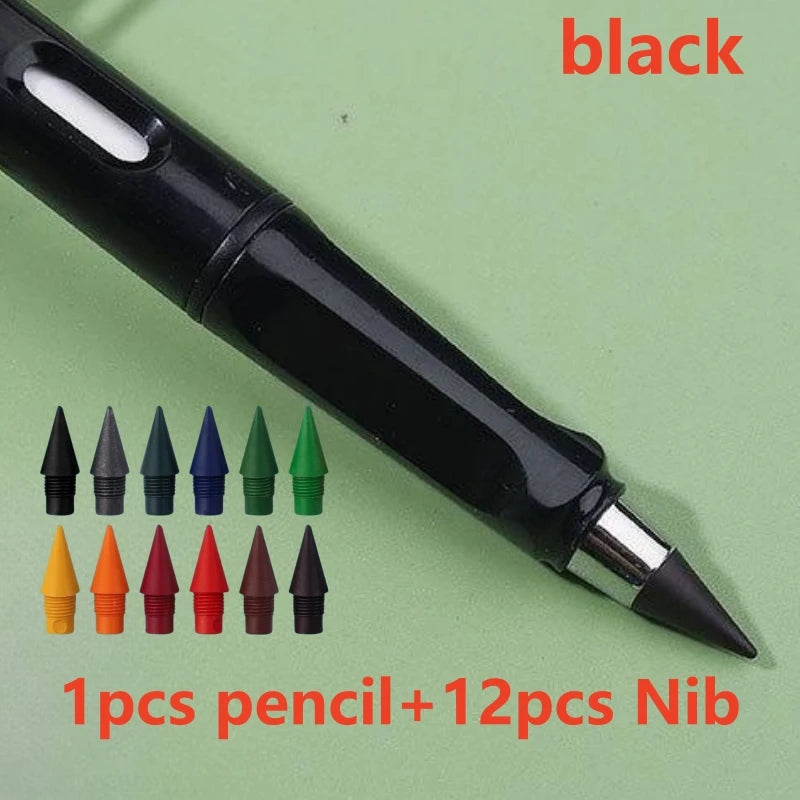 12/13pcs New Technology 12 Color Eternal Pencils No Ink Kawaii Unlimited Pencil School Art Color Sketch Painting Stationery