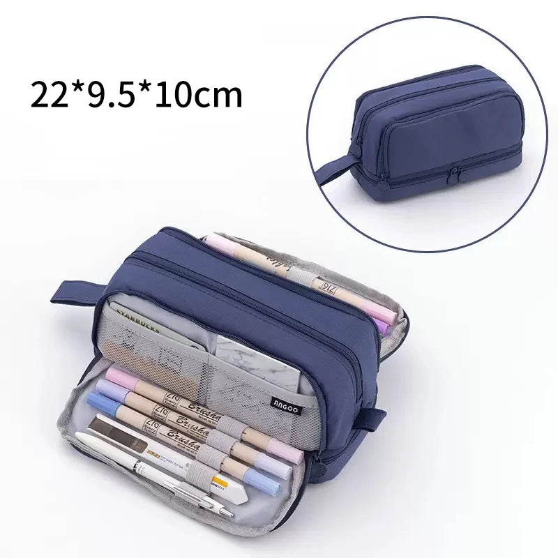 Pencil Case Large Capacity Pencil Pouch Portable 3 Layers Pen Bag Gift for Office School Back To School Stationery Storage Bags