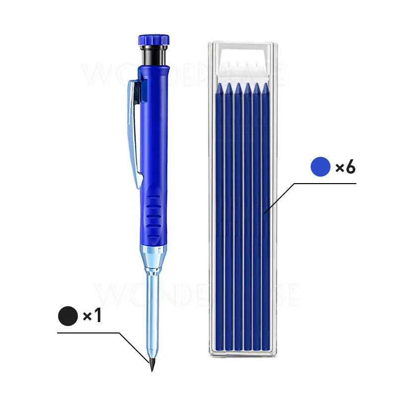 5 Colors 40mm Long Head Carpenter Mechanical Pencil Deep Hole Marker Pencil for Woodworking Construction Home Improvement