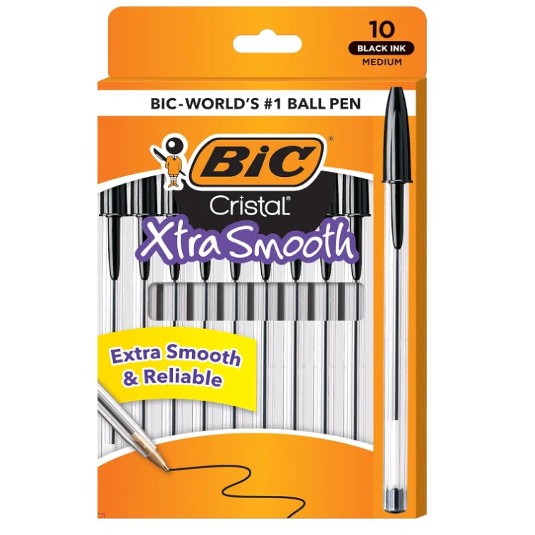 BIC Cristal Bold Crystal Pen Black Blue Red Ballpoint Pen School Supplies Office Supplies