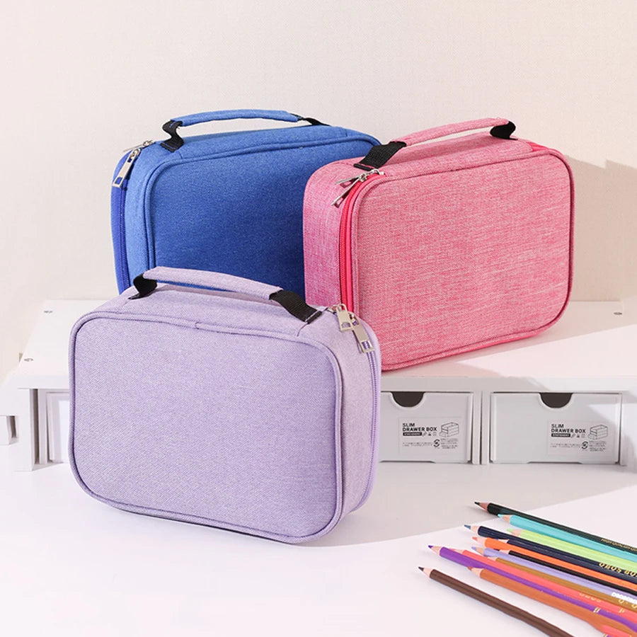 72 Holes Colored Lead Pencils Storage Bag Black Red Colors Large Capacity Case Box Holder School Supplies Stationery Student