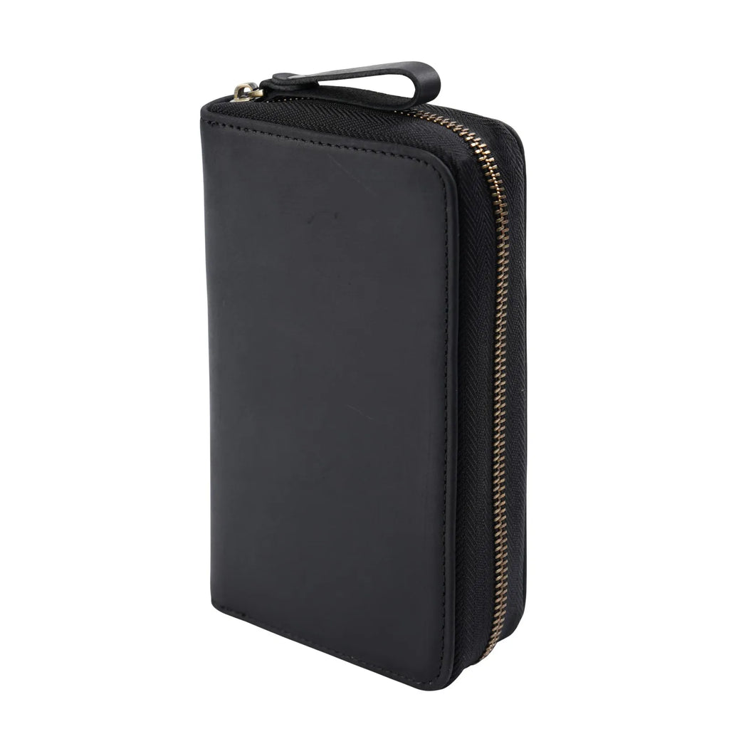 Genuine Leather Fountain Pen Holder Case with Divider, Large Capacity Pencil Pouch Pen Bag for 10 Pens, for Students Stationery