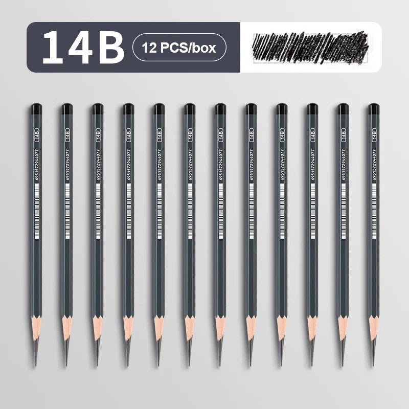Drawing Sketch Pencils Set Wooden Professional Art Supplies HB 2H B 2B 3B 4B 5B 6B 7B 8B 12B 14B Painting Shading Artist Pencils