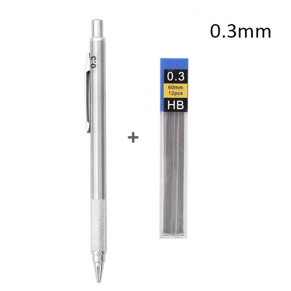 0.5/0.7/0.9/1.3/2.0mm Automatic Pencil Metal Mechanical Pencils Sets With Pencils Grip Leads Art Drawing Student Office Supplies
