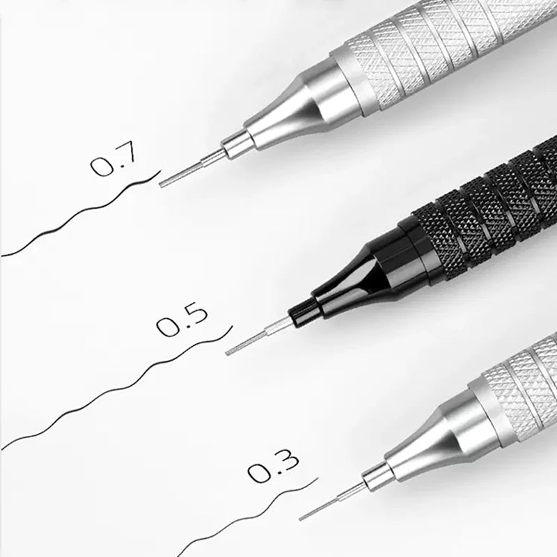 0.3/0.5/0.7/2.0mm Mechanical Pencil Low Center of Gravity Metal Drawing Special Pencil Office School Writing Art Supplies