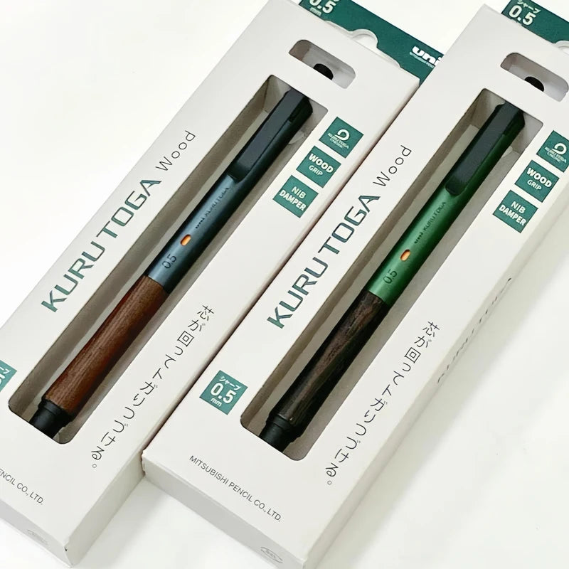Uni Kuru Toga Metal Mechanical Pencil,M5-KW/KH Metal&Wood Barrel Premium 0.5mm Automatic Rotation Engine For Writing,DraftingPen