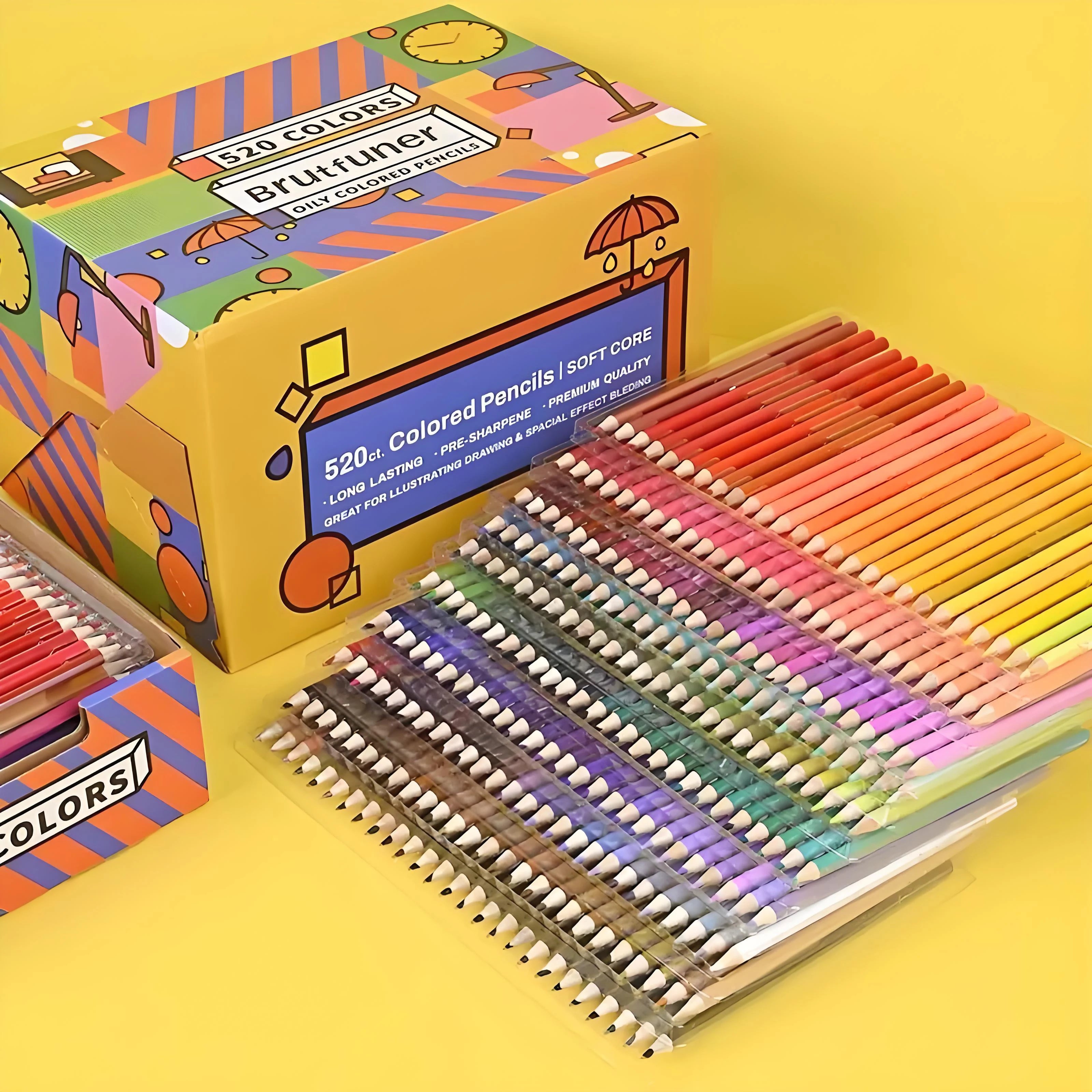 48/72/80/120/160/180/260/520 Professional Oil Based Colored Pencils for Artists - Pencils for Drawing, Sketching & Coloring
