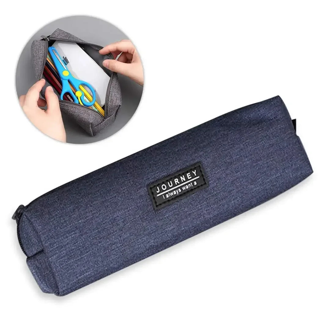 Small Pencil Bag Zipper Makeup Brush Holder Canvas Pencil Case Pouch Box Organizer Gift for School Student Teen Adults Travel