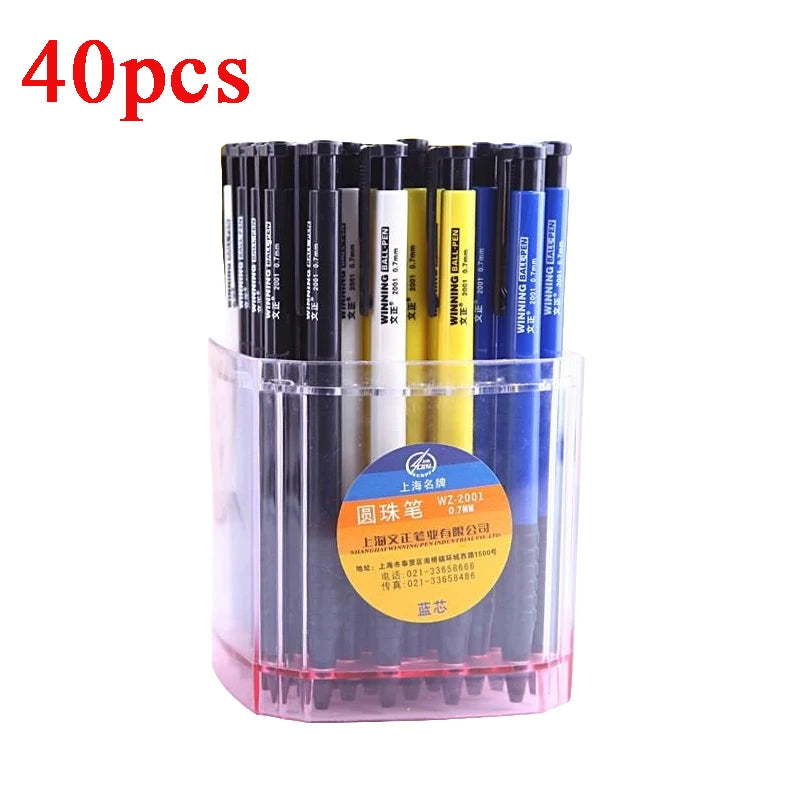 40pcs Ballpoint Pens 0.7mm Blue Ball Pens Long Lasting Smooth Writing Ball Point Pen School Supplies Stationery Office Supplies
