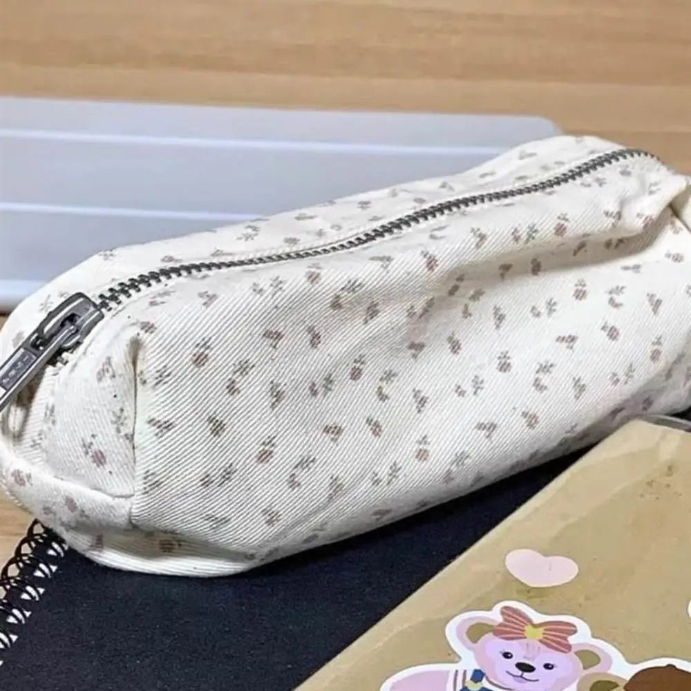 Small Fresh Floral Pen Bag Large Capacity Pencil Case Multifunctional Stationery Storage Bag Student School Organizer Supplies