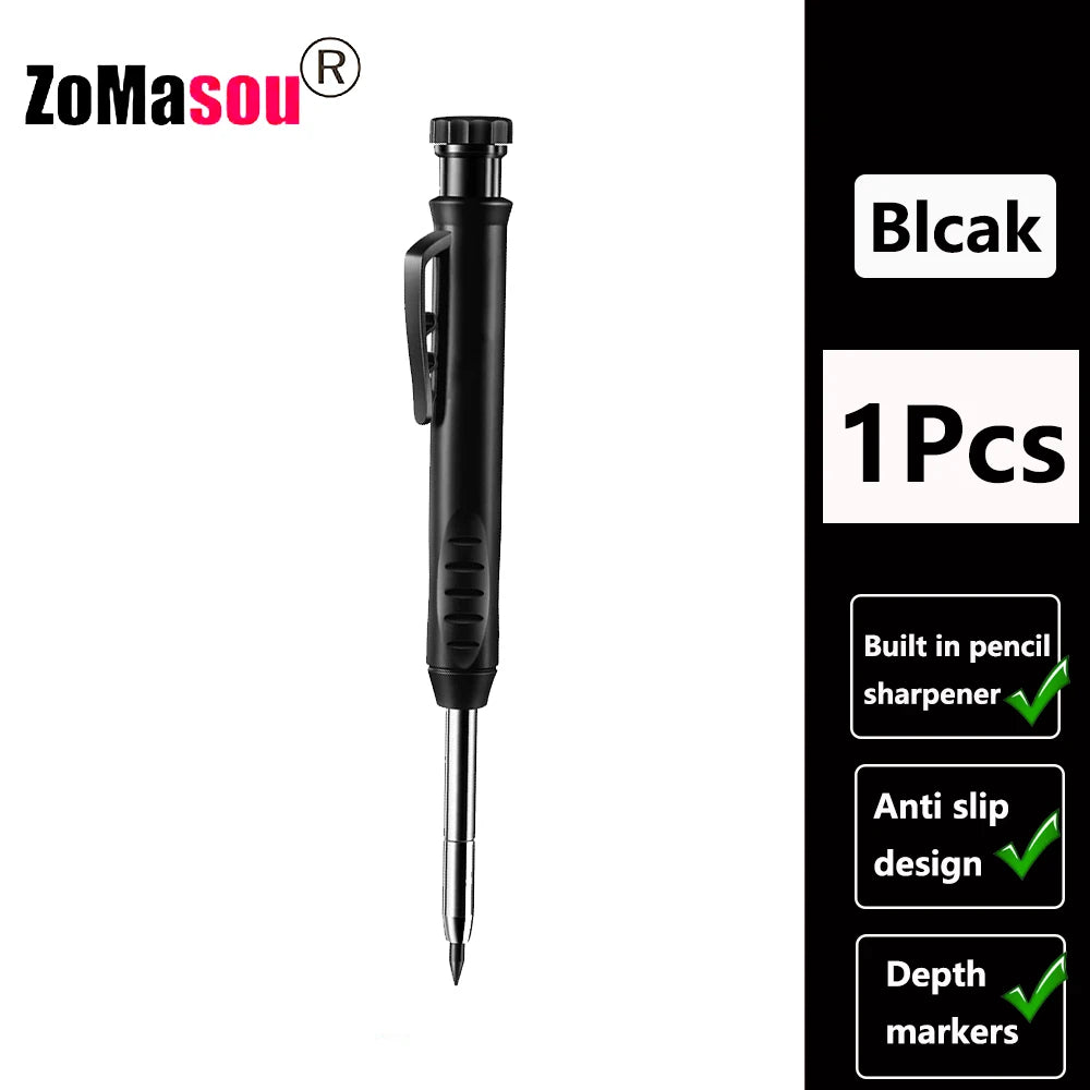 Top Solid Carpenter Mechanical Pencil Woodworking Long Head Deep Hole Markers Pen Pencils Refill Leads Sharpener Stationery