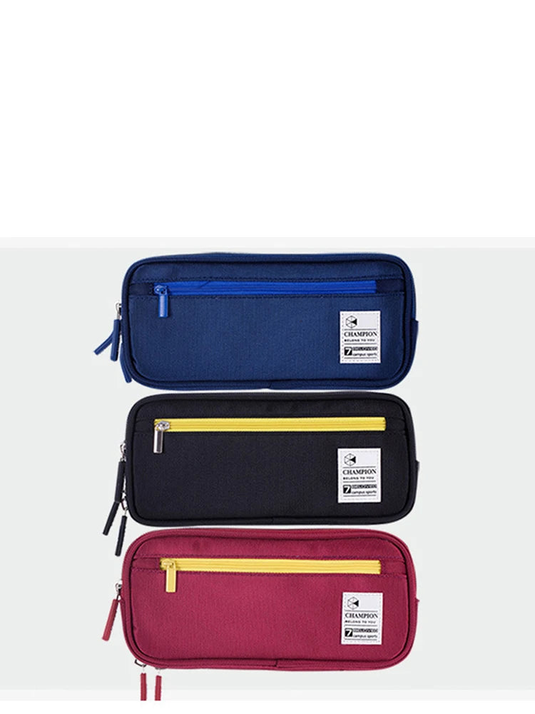 Pencil Case with 3 Compartments, Canvas Zipper Pencil Pouch, Large Pencil bag, Big Pen Case Pouch Organizer for Adults, Pencil P