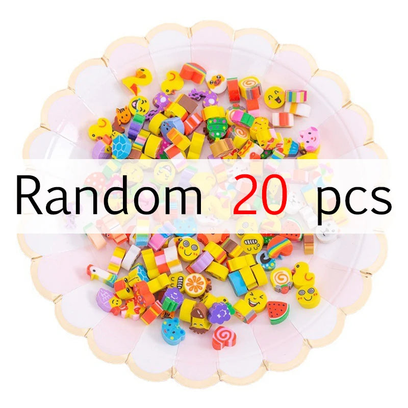 20/40/100/200PCS Mini Eraser Set Cartoon Animal Space Fruit Dishe Shape Eraser Stationery Reward Gift Desk Pet Carnival Gift ZYF
