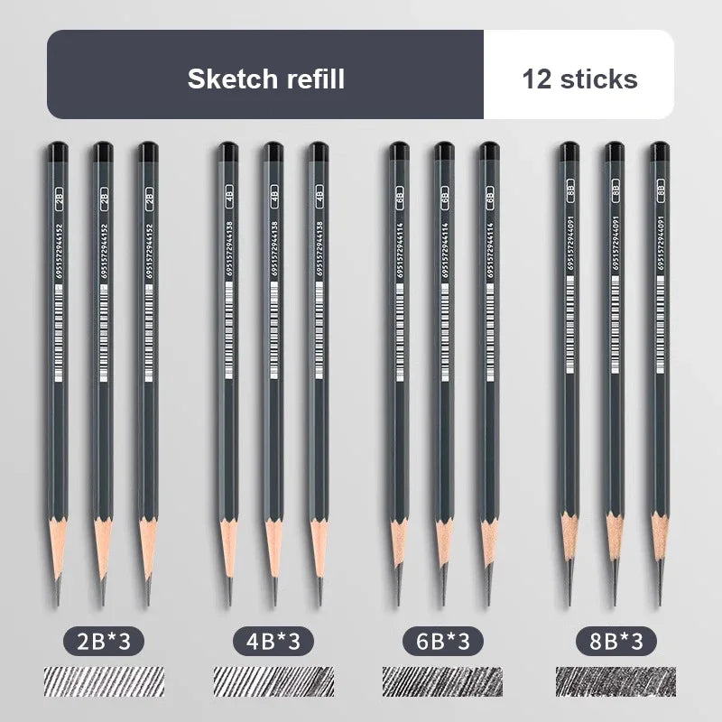 Drawing Sketch Pencils Set Wooden Professional Art Supplies HB 2H B 2B 3B 4B 5B 6B 7B 8B 12B 14B Painting Shading Artist Pencils