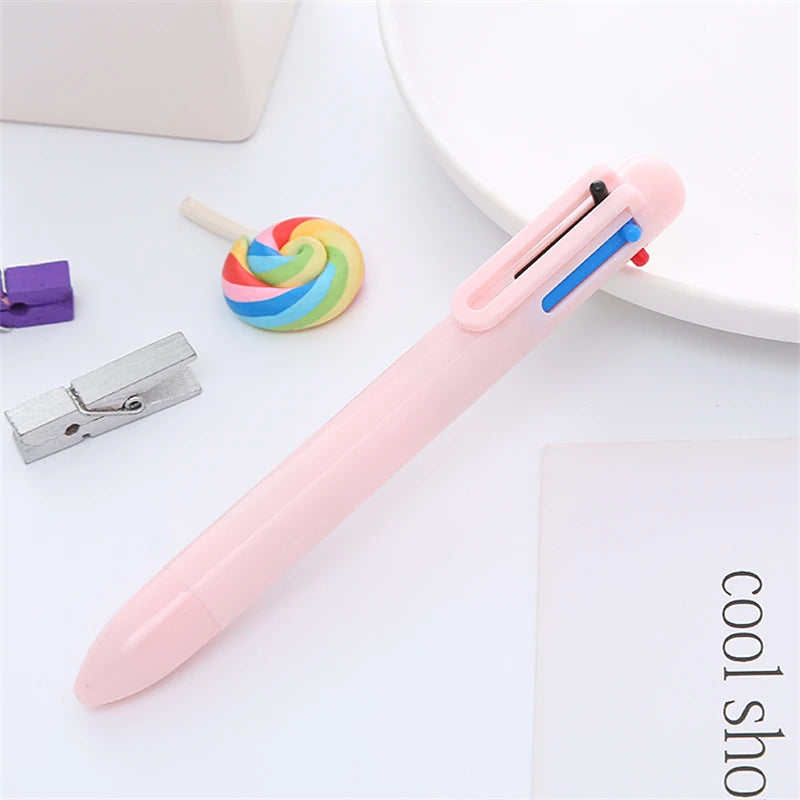 1pcs Candy Design Multi Color Ink Ballpoint Pen 0.5mm 6 In 1 Roller Ball Pen Spot Liner Marker Office School A7098