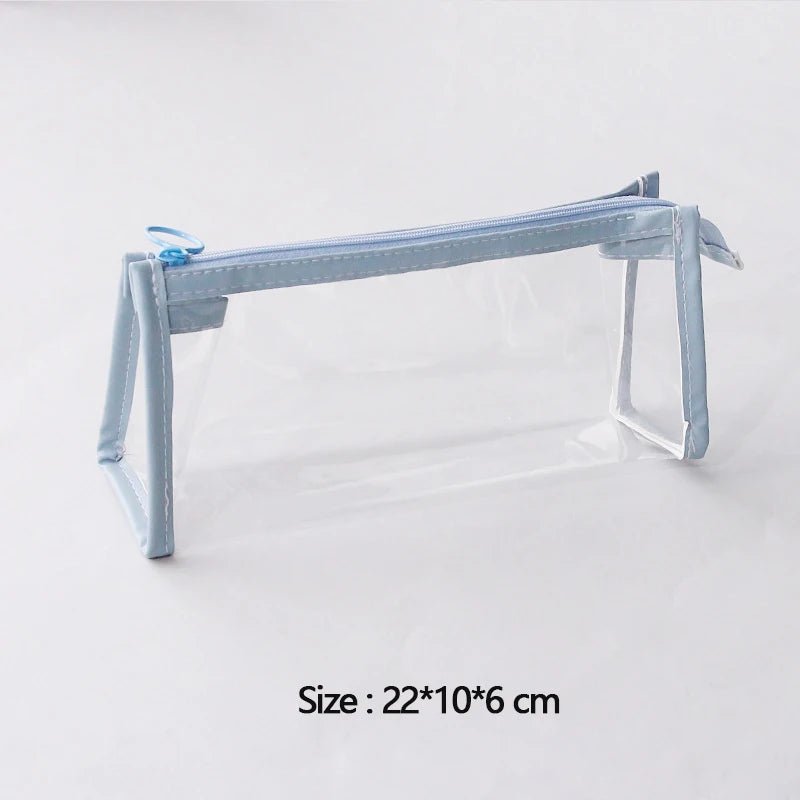Transparent Softness PVC Pencil Case Waterproof Large Capacity Layer Pen Bag Ins Style Make up Bag Storage Bag School Stationery