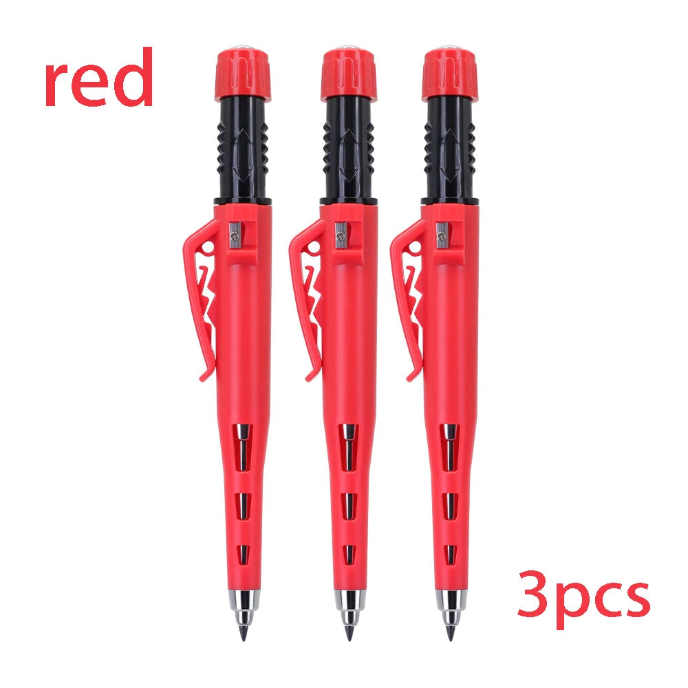 Multicolored 2.8mm Woodworking Mechanical Pencil with Sheath Built In Pencil Sharpener Long Headed Deep Hole Marking Pencil