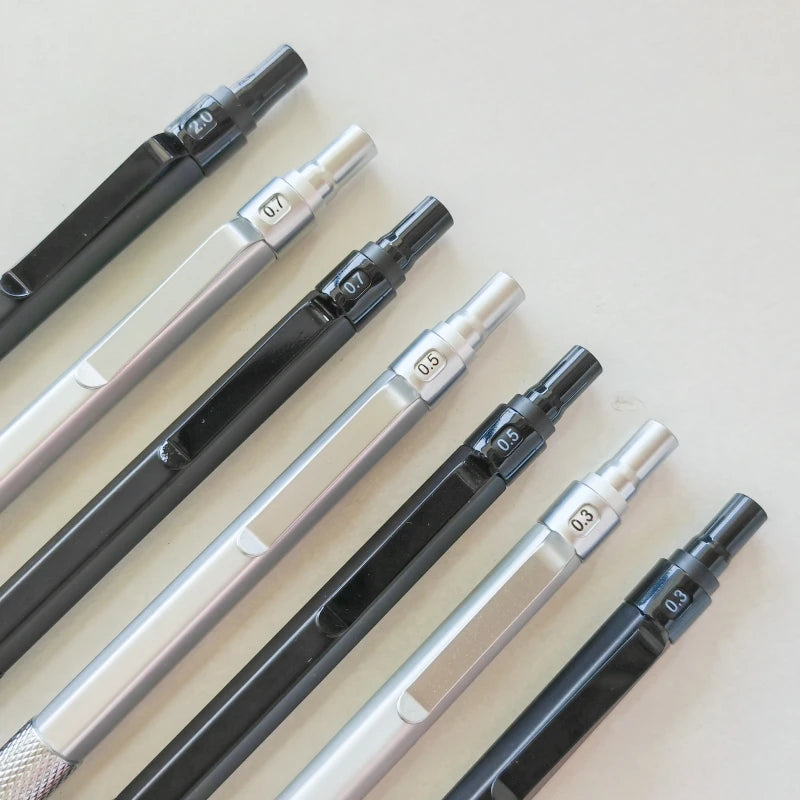 0.3/0.5/0.7/2.0mm Mechanical Pencil Low Center of Gravity Metal Drawing Special Pencil Office School Writing Art Supplies