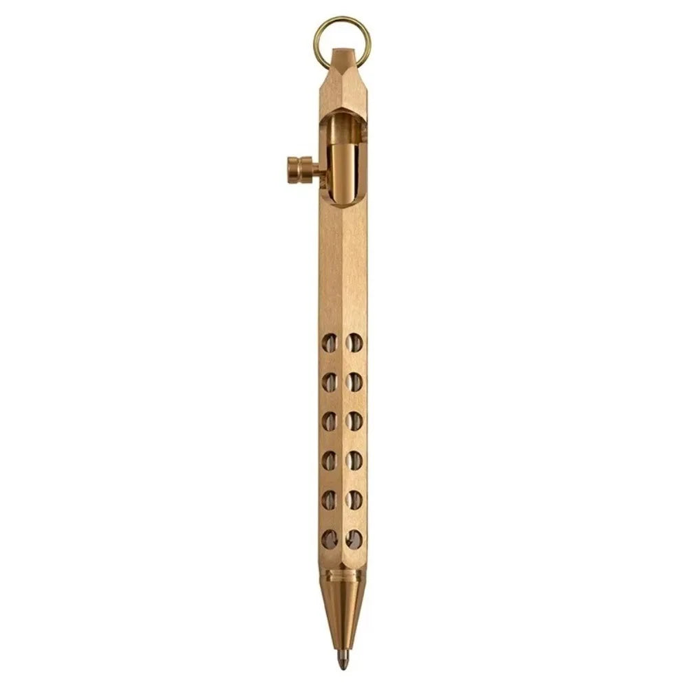 Portable Brass Signature Pen Medium Point 1.0mm Retro Ballpoint Pen Bolt Action Smooth Writing Rollerball Pen Stationery Gifts